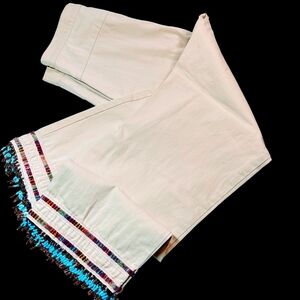 Harold's Women's Beige Trousers Fun Bead Detail Colorful Size 6